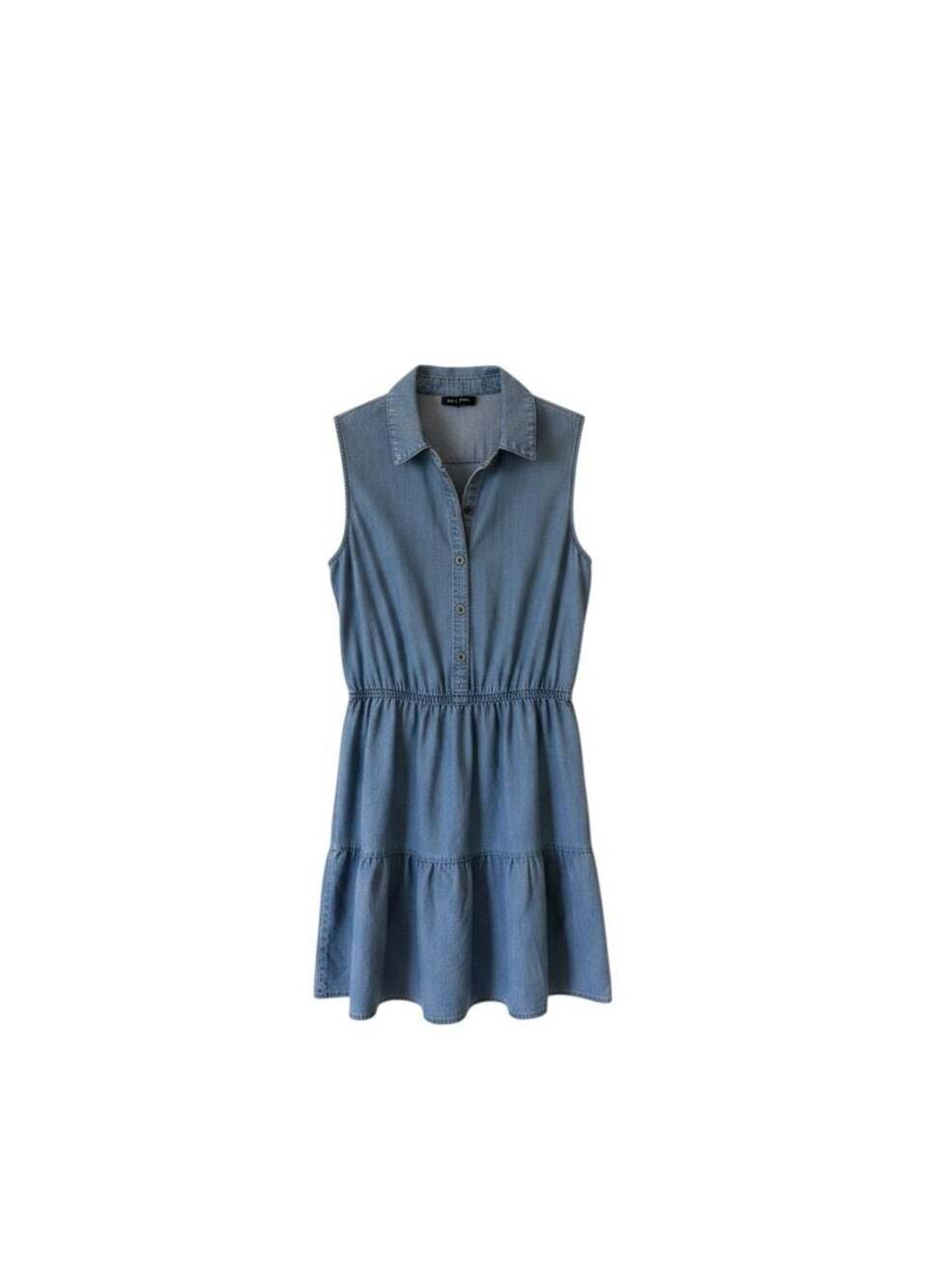 As U Wish Sleeveless Tiered Denim Mini Dress Y2K Casual Size S